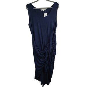 The Vanity Room Womens Dress Size 2X Navy Knot Front Hi-Low Sleeveless Jersey